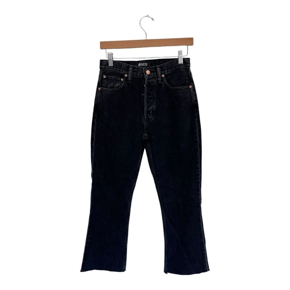 NWT Etica | Black Josie Obsidian High‎ Waist Crop Raw Ankle Jeans 24